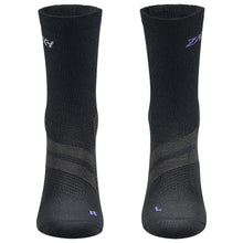 Load image into Gallery viewer, A pair of black Merino Wool Edition by ZaTech® socks on white background. Front center angle.

