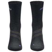 Load image into Gallery viewer, A pair of black Merino Wool Edition by ZaTech® socks on white background. Front center angle.