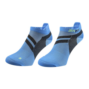 A pair of blue Low Cut Edition by ZaTech® socks on white background.
