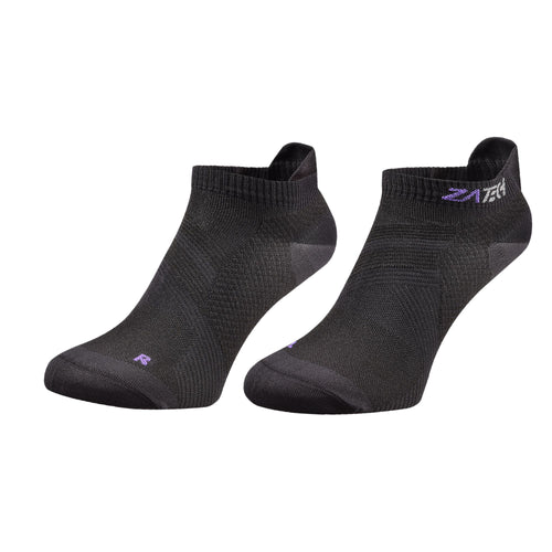 A pair of black Low Cut Edition by ZaTech® socks on white background