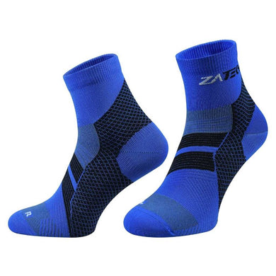 A pair of blue Quarter Cut Edition by ZaTech® socks on white background.